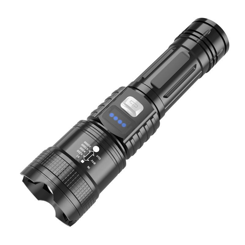 Rechargeable Zoomable Flashlight: Long-Range, Portable, Digital Display for Outdoor, Household, and Emergency Use
