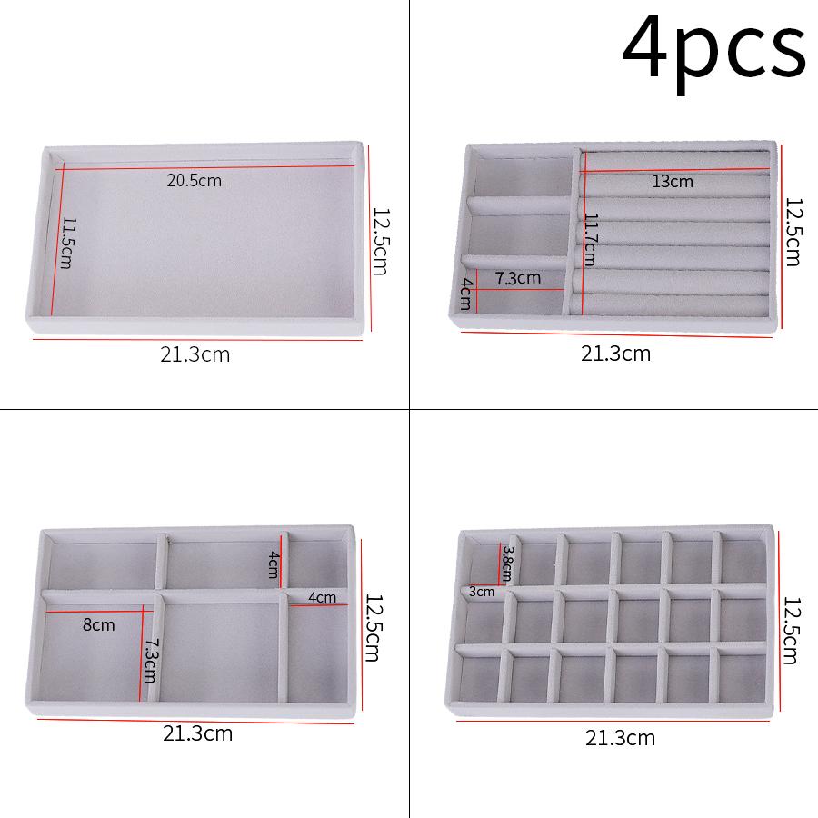 1 Set, (including 4PCS) Flocking Jewelry Box Jewelry Tray