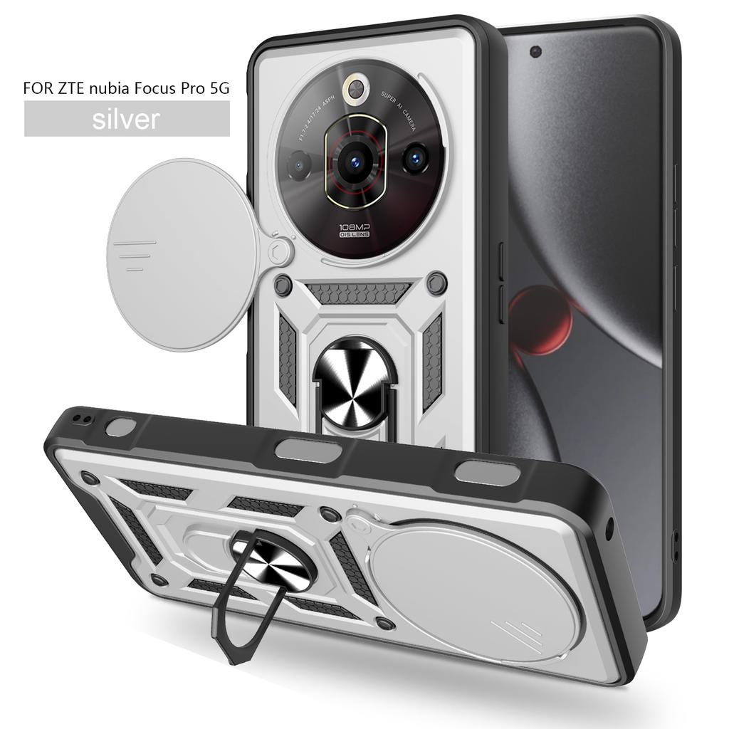 Für ZTE nubia Focus Hülle ZTE nubia Focus Pro Cover ZTE A75 Magnetischer Ringhalter Rüstungs-Handyhülle Schieb-Kamera-Schutz Rückseite