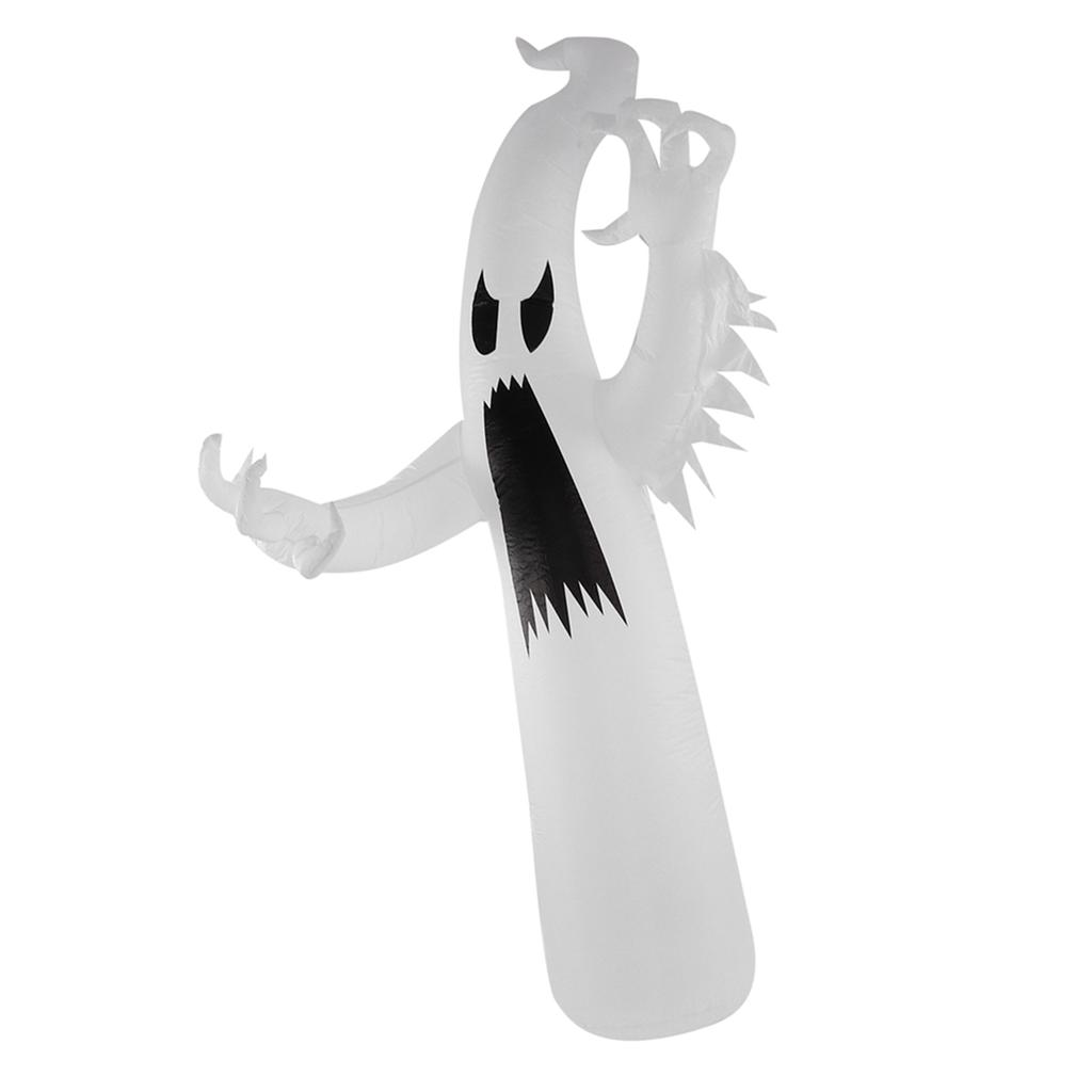 Halloween Inflatable White   with Colorful LED Light IP44 Waterproof Halloween Blow Up Yard Decoration for Outdoor Garden Lawn