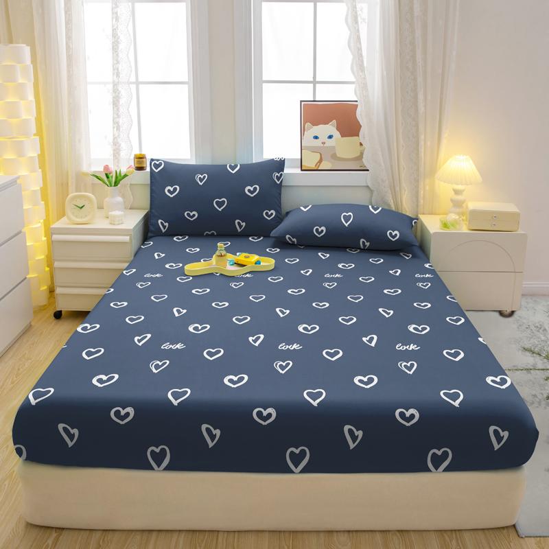 1 Einfaches Modernes Herzförmiges Bedrucktes Mattes Spannbettlaken, Schlafzimmer Bedruckte Bettdecke, Bettwäsche (Ohne Kissenbezüge)