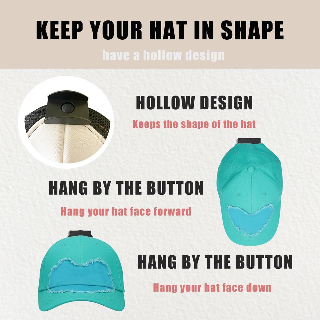 Clino 20 Pack Adhesive Hat Hooks, No Drilling Required, Durable and Stable Hats Rack, Home Organizer Hook, Cap Storage Display Hanger for Walls,