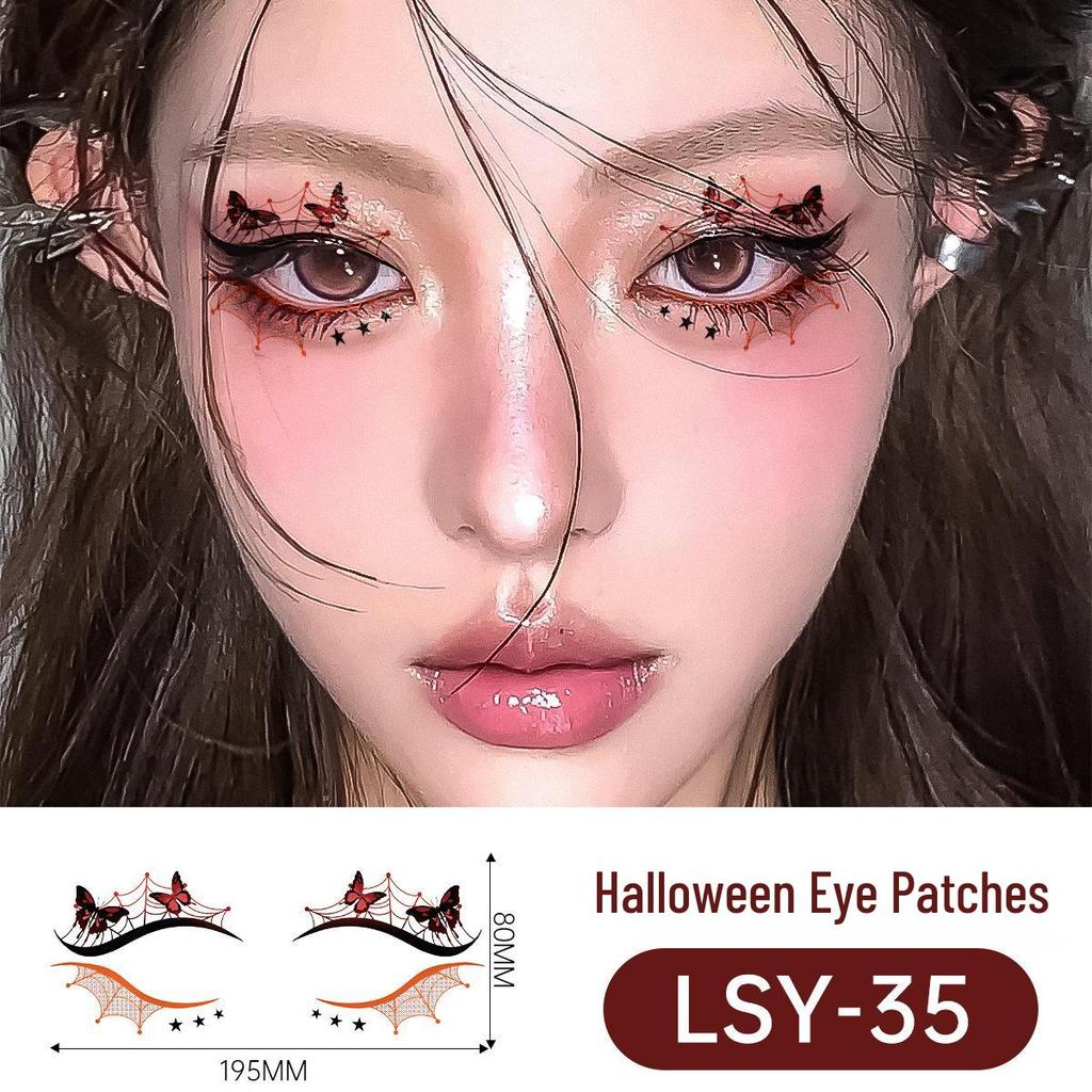 Scary Halloween Temporary Tattoo Stickers: Pumpkin, Spider Web & Eye Designs