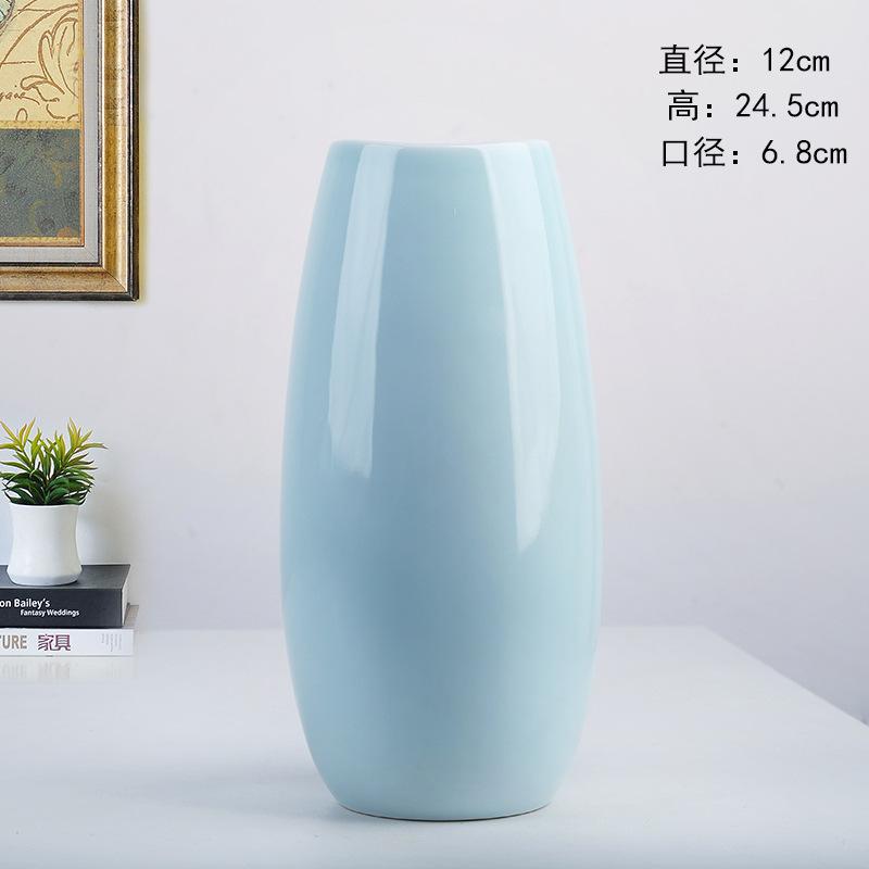 New Modern Ceramic Vase Nordic Home Decoration Pure White Cyan Table Vase Dry Flower Arrangement Creative Living Room Decor