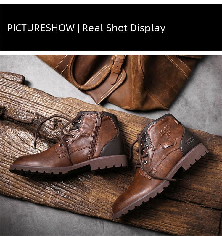 Men's Cross-Border Martin Boots: Casual Zipper High-Top Desert Work Boots, Large Size, Retro Style for Autumn and Winter.