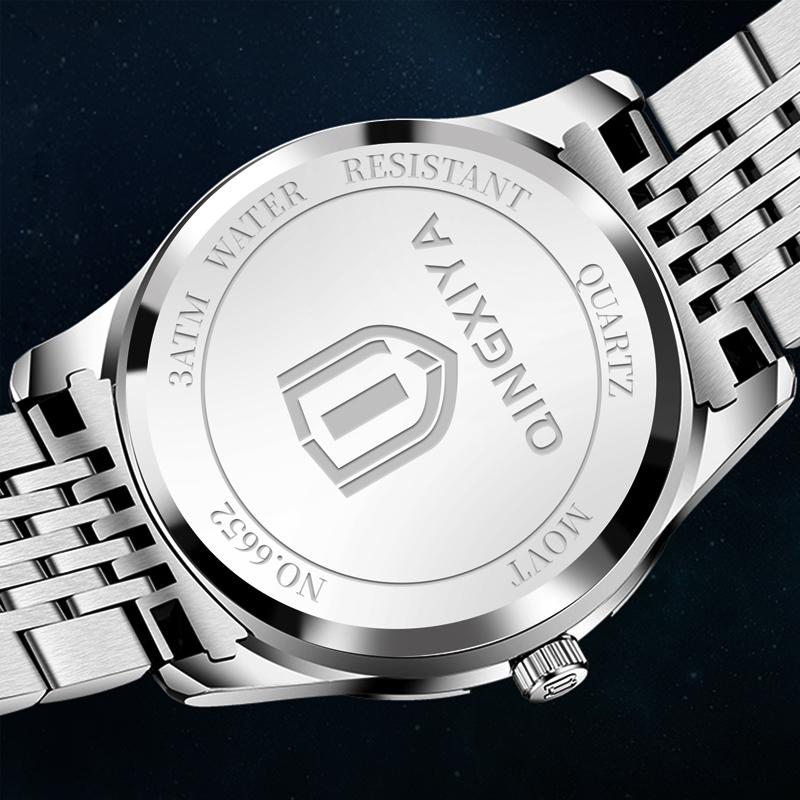 QINGXIYA Top Brand Watch Men Stainless Steel Business Date Clock Waterproof Luminous Watches Mens Luxury Sport Quartz Watch