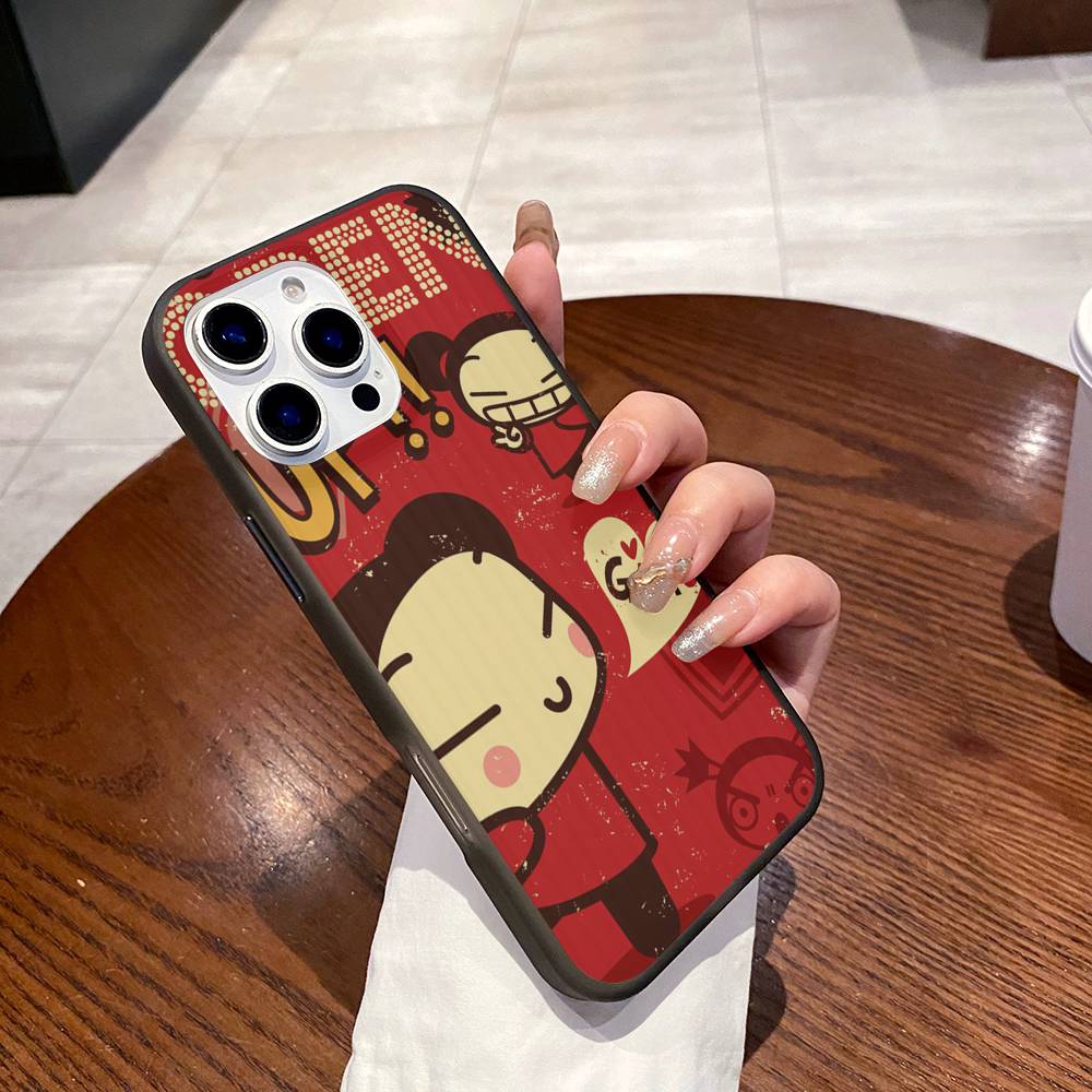 Animation Pucca Cate Phone Case For IPhone 17 16 15 14 13 12 11 Pro Max Plus Corrugated Bumper Back Cover Shell