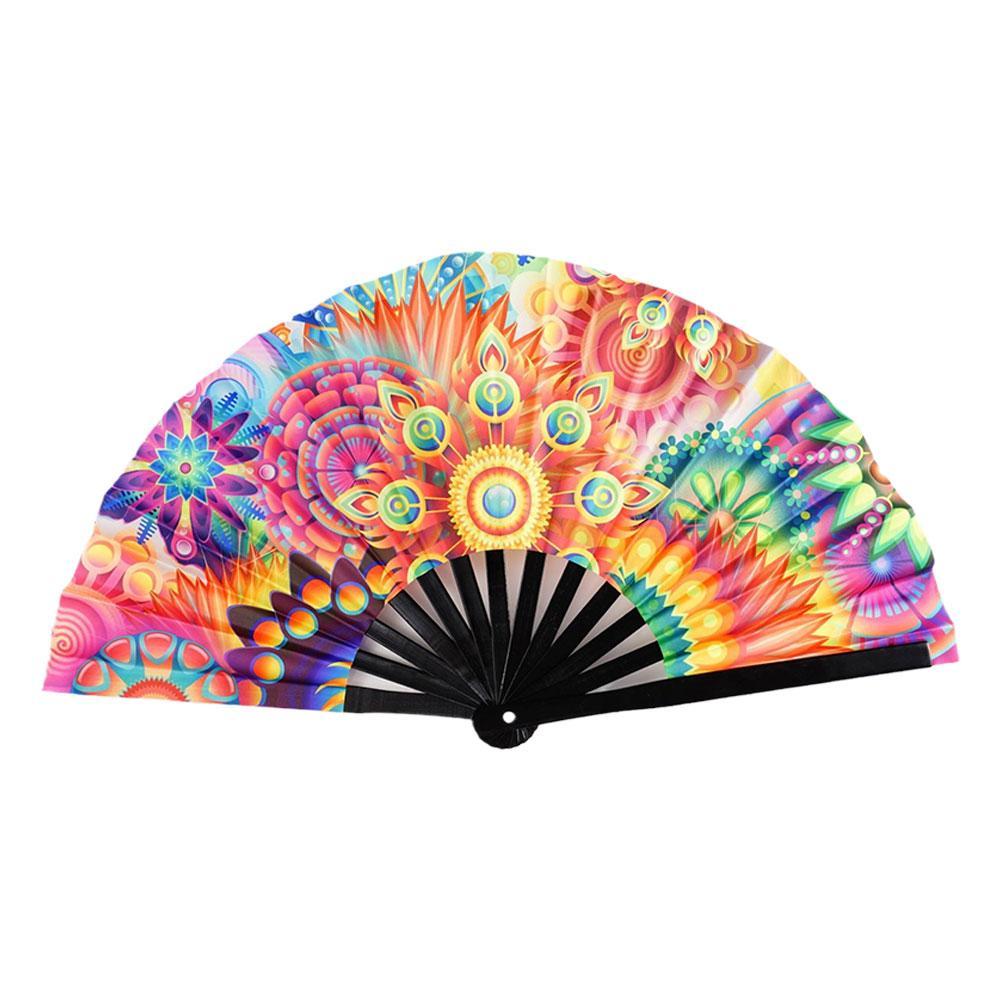 33cm velký skládací ventilátor na ruční rave Čínský/japonský přechod s barevným reflexním skládacím fanouškem Music Festival Fan Dance Fan Dárky