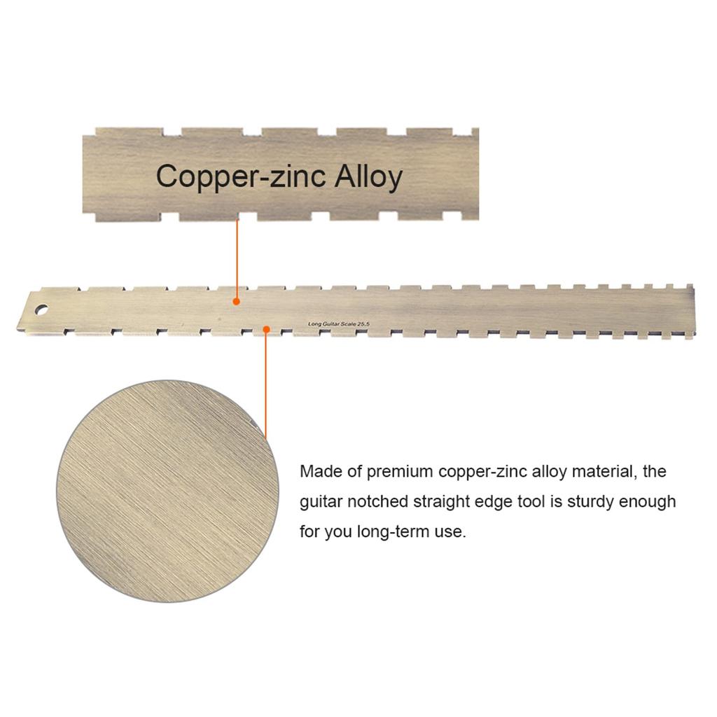 Guitar Fretboard Ruler Measuring Dual Notch Straight Luthier Stainless for Guitar Neck Leveling and Guitar Inspection Tool, Scale, 24.75 Fretboard,