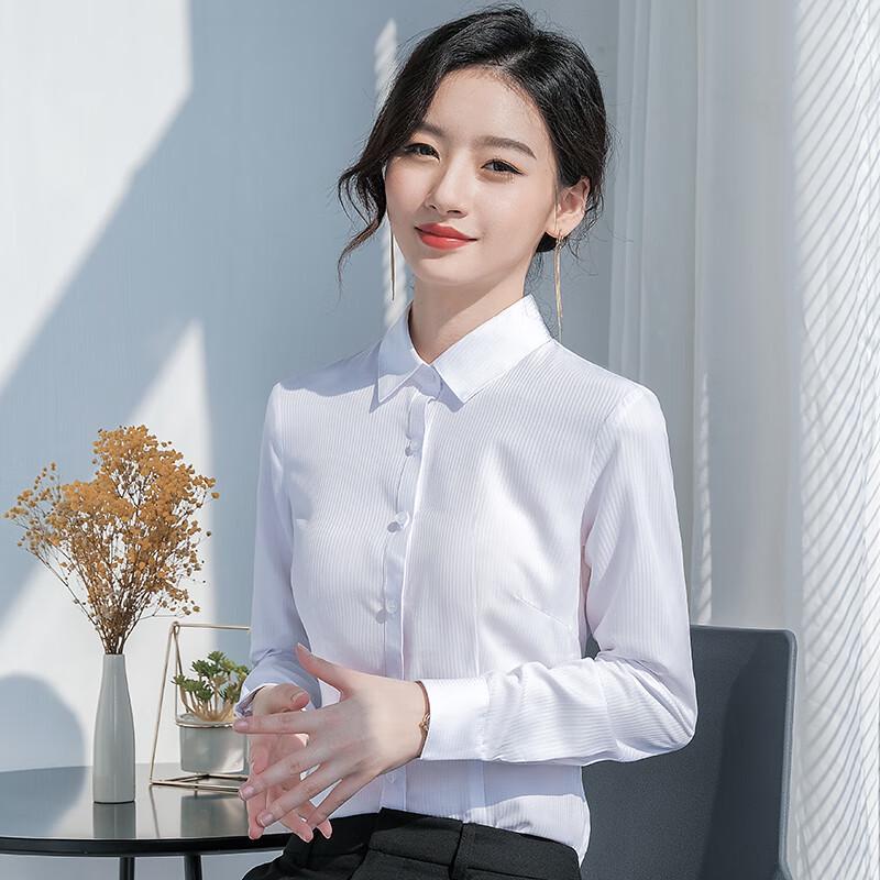 Teluoman Women s Bamboo Fiber Striped Long-Sleeve Shirt M