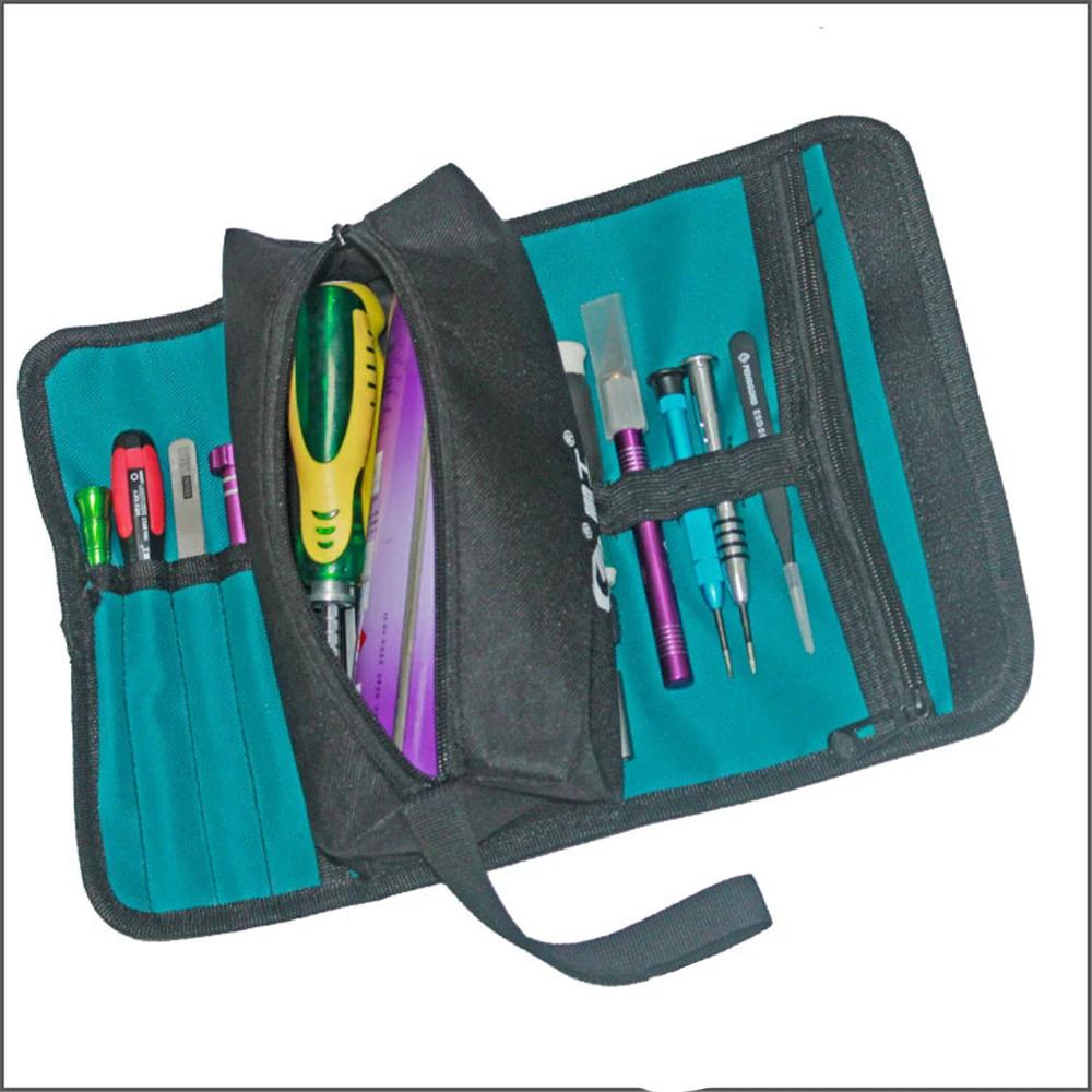 Portable Tool Storage Roll Bag Canvas Roll Bag Case For Spanner Wrench Screwdrivers Multi Organizer Electrical Work Tool Bag