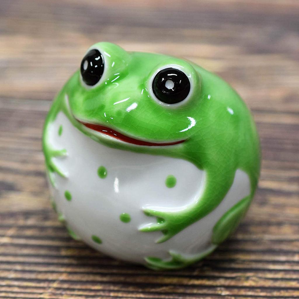 Japanese storehouse frog figurine Kutani ware lucky frog blue Kutani pottery interior lucky charm Feng Shui birthday present