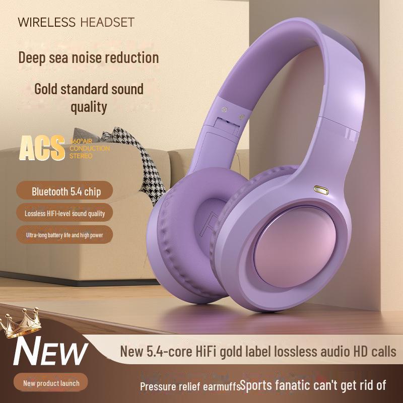 

Беспроводная Bluetooth-гарнитура CR-7: Наушники с креплением на голову, 5.4, мощные басы, универсальная совместимость с телефонами и компьютерами. фиолетовый