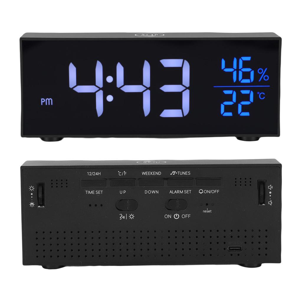 Digital Alarm Clock 2.15 Inch LED Display Dual Alarms Adjustable Volume Dimmable 12H 24H Electronic Desk Clock with