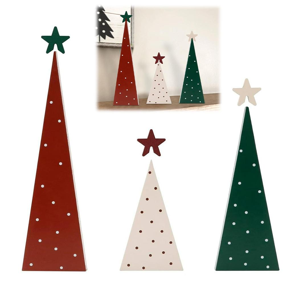 3Pcs Xmas Trees Tabletop Decorations Multi-Purpose Rustic Xmas Tree Table Signs Christmas Tree Wood Sign for Home Office Decor