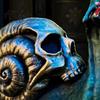Trendy Gothic Desktop Accents Halloween Snail Skull Resin Statue, Creepy Horror Ornament with Dark Style Home Decor Shell, Scary for Party Haunted