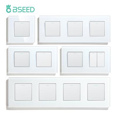 BSEED 1/2/3-fach 1-Wege Mechanischer Wandlichtschalter Doppeltasten-Schalter EU-Standard Glaspanel 10A Für Heimbeleuchtung Steuerung