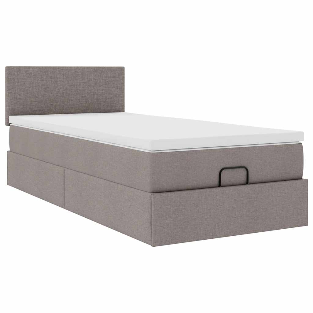 Ottoman Bed with Mattress & LEDs Taupe 80x200 Cm Fabric