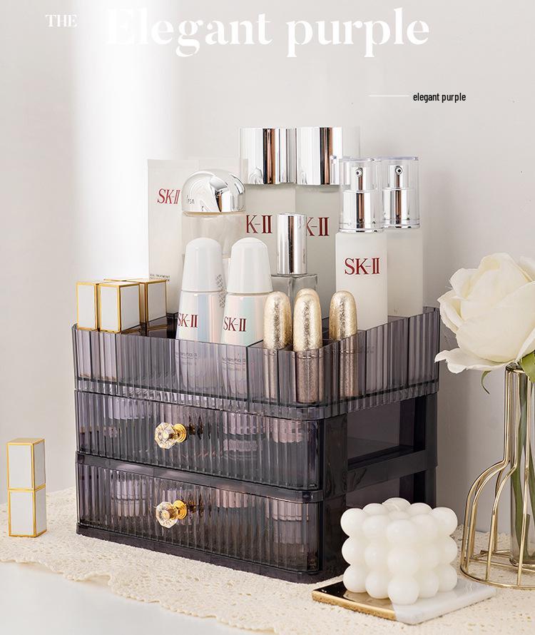Clear Cosmetic Organizer: Drawer-Style Makeup Box for Desktop and Dorm Room