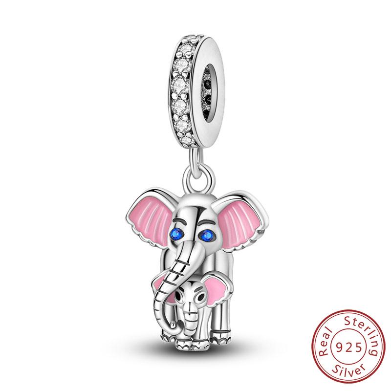 Original Charms Perlen Anhänger Kupfer Vintage Muster Elefant Charms Passend für Armband Anhänger Damen Feiner Schmuck Geschenk