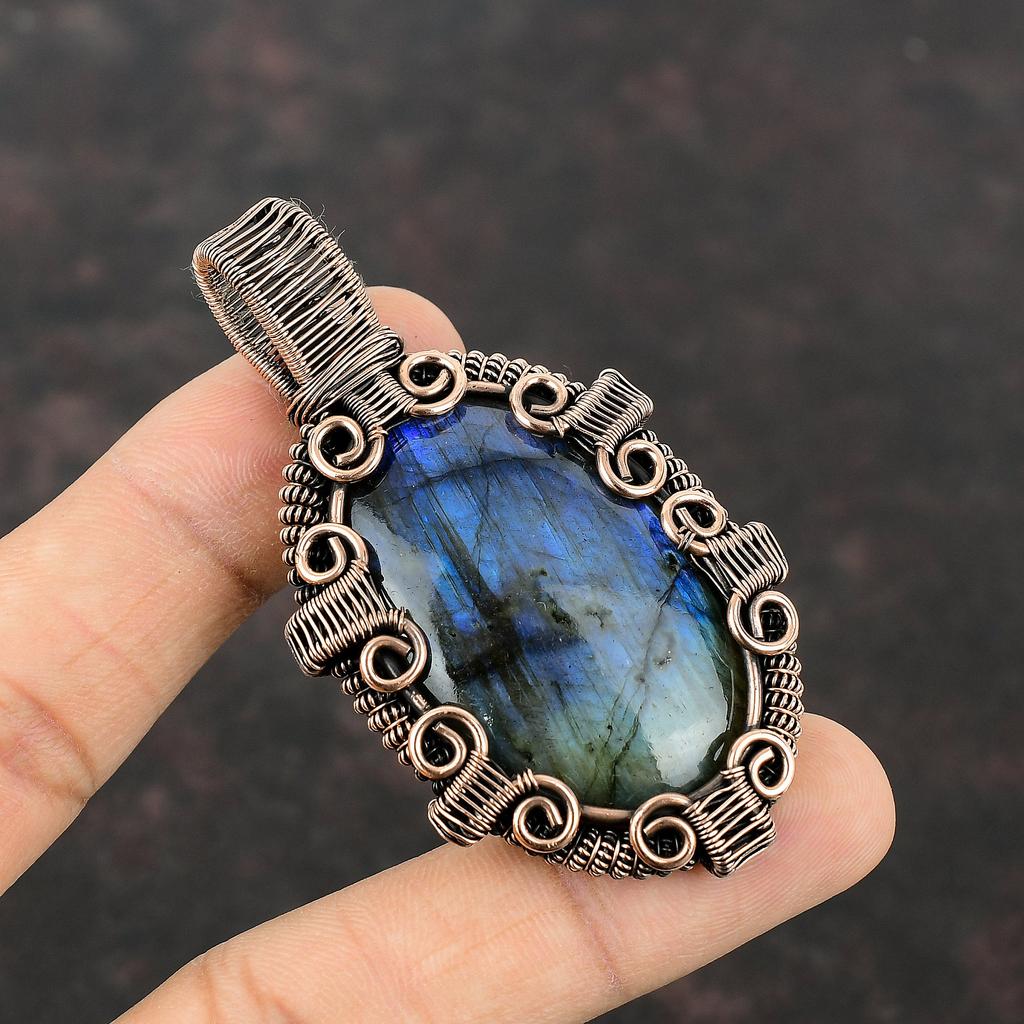 Labradorite Pendant Copper Wire Wrapped Pendant Handmade Wire Wrap Jewelry Genuine Gemstone Pendant Amazing Copper Jewelry Pendant For Gifts