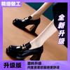 2025 Autumn New Metal Buckle Versatile Square Head Versatile Loafers Platform Thick Heel Waterproof Table Single Shoes Personality