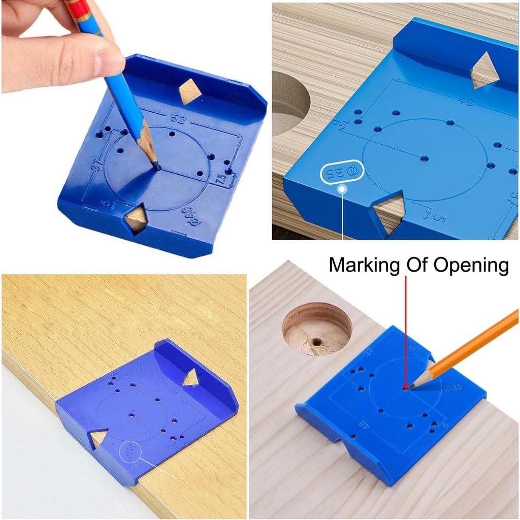 Cabinet Door Hinge Drilling Locator Jig Mounting Concealed Positioning Ruler Installation Tool for 35mm/40mm Cabinet Hinges