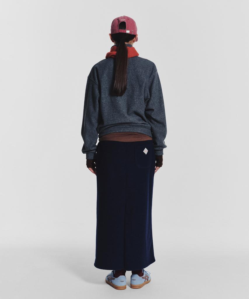 Minasu Terry Fleece Long Skirt_Navy