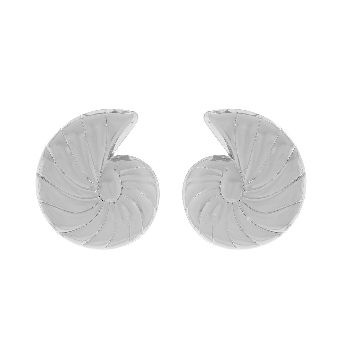 

Metal Conch Sea Animal Stud Earrings Women s New Simple Trend Design Zircon Party AccessoriesZAA медный