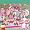 Wreath Unicorn Kids Birthday Party Supplies Colorful Tableware Plates Cup And Forks