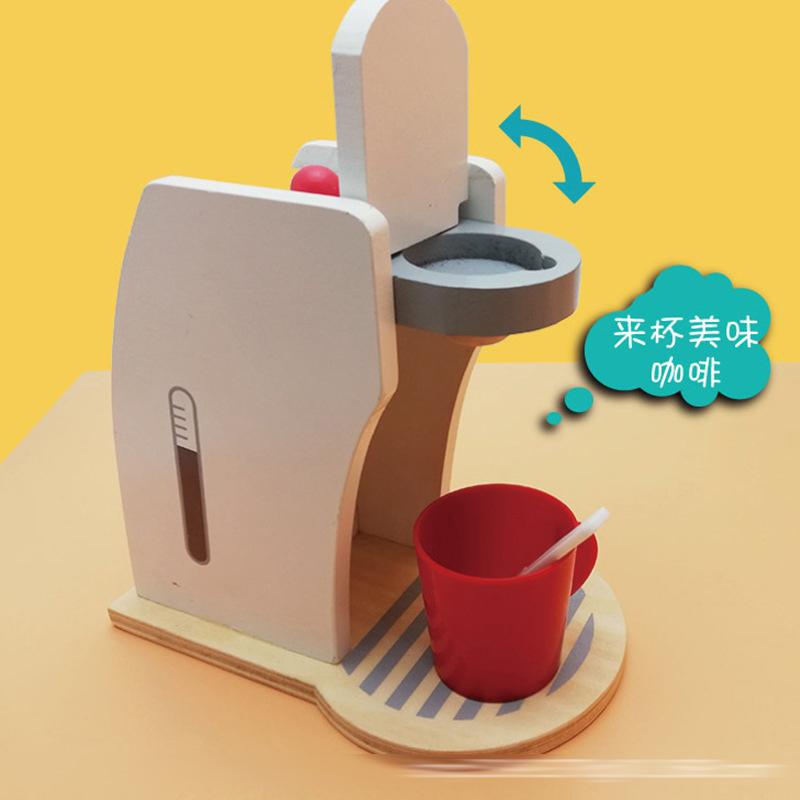 Haus Spielzeug Holz Kaffeemaschine Frühstück Kombination Nachmittagstee Früherziehung Simulationsspielzeug Kinder Kochspielzeug Geschenk