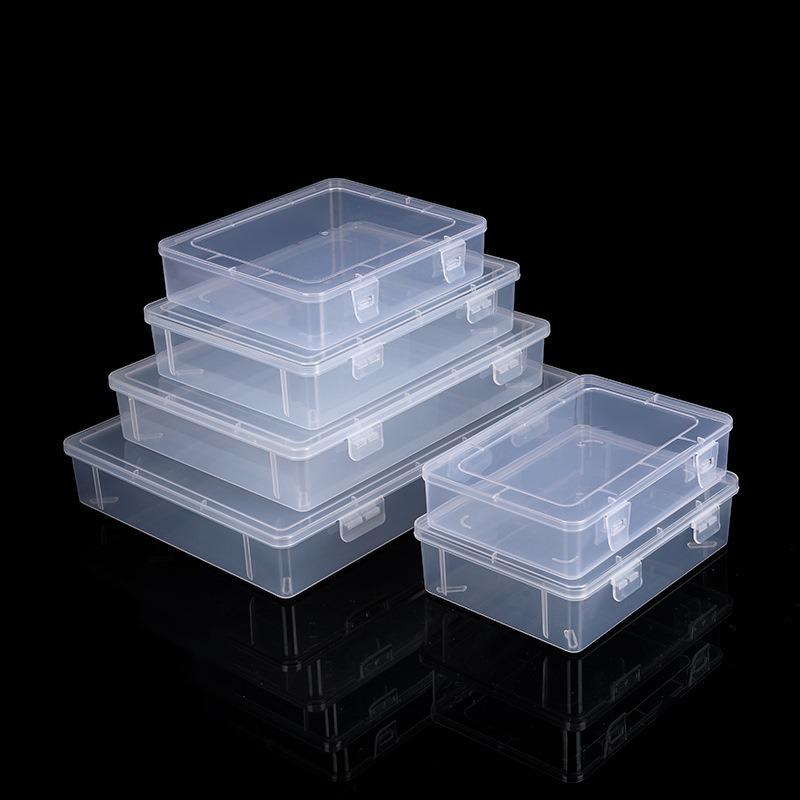 Large Transparent Rectangular Hardware Storage Box with Lid - PP Plastic Tool Accessories Organizer