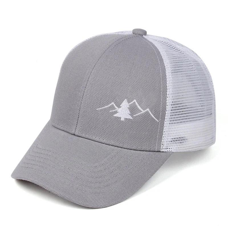 Summer mesh breathable baseball cap, mountain pine embroidered cap, men's and women's outdoor sunshade mesh cap