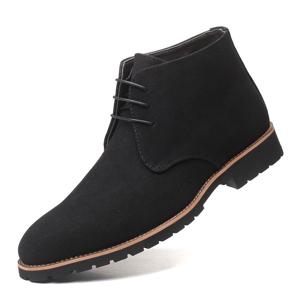 

Fashi Men Classic Ankle Suede Leather Boots for Man Ankle Casual British Style Short Boot High-Top Shoes Winter leather boots 48 чорний