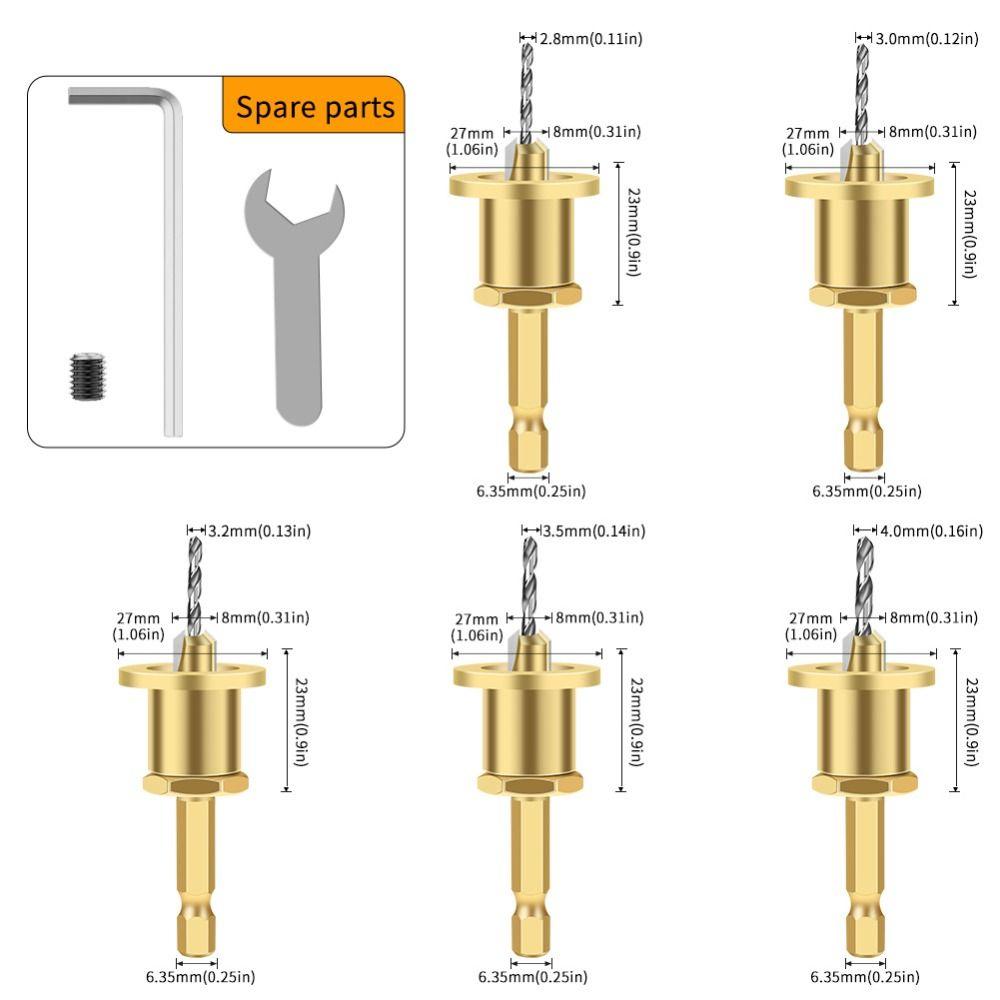 0.25inch Countersink Adjustable Self-Centering Drill Bit Replacement Wood Drill