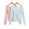 Women's Sexy Lace Camisole & Deep V-Neck T-Shirt Two-Piece Set