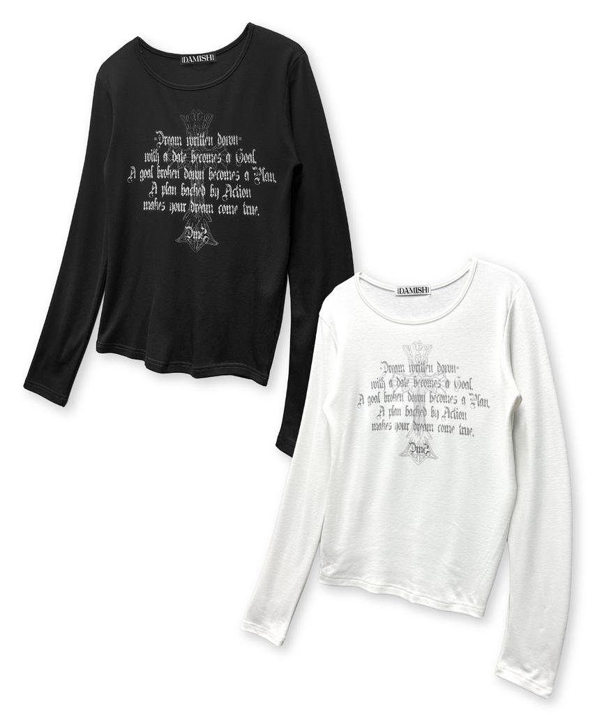Damiswi Typography Cross U-Neck Long Sleeve_Ivory
