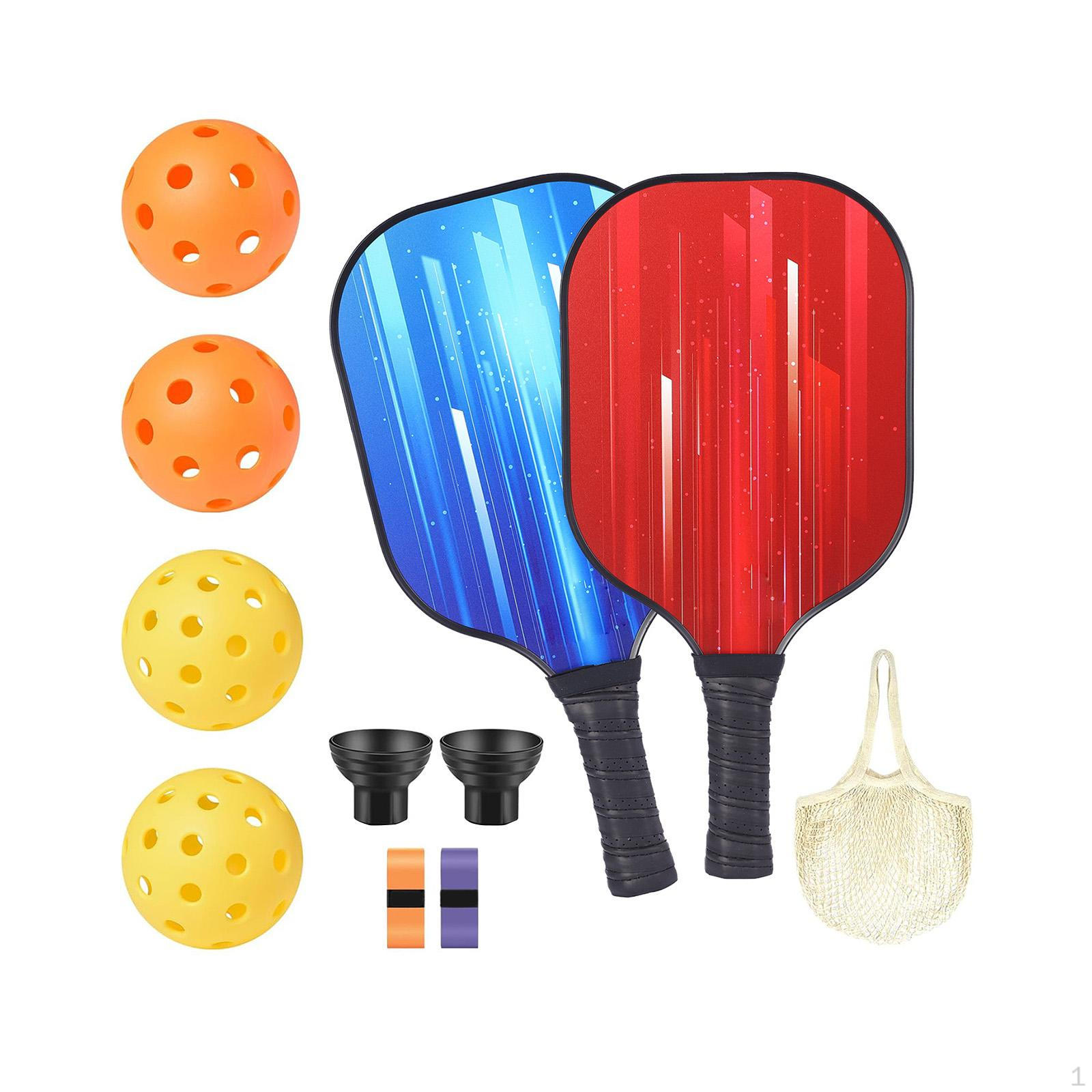 

Ракетка Pickleball Эргономичная ручка Ракетка с поверхностью из стекловолокна, 2 ракетки, 4 мяча и