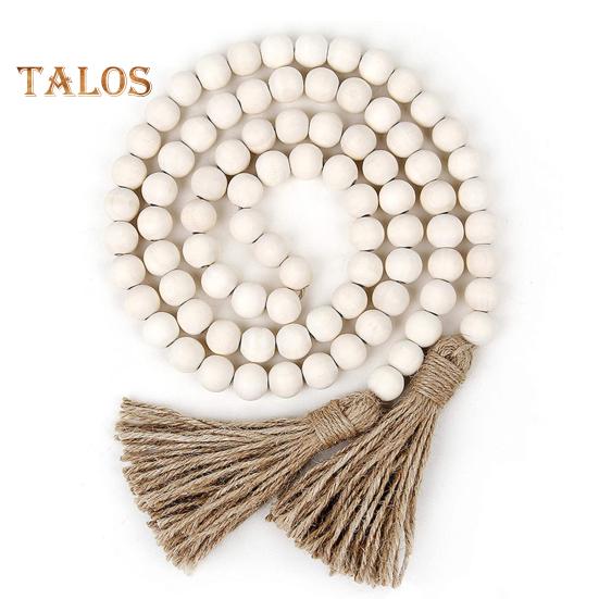 

2 шт. деревянные бусины орнамент натуральный подарок изысканный красивый фермерский дом бусины кисточки гирлянда домашний декор