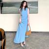 CO*S Women's Retro Irregular Sleeveless Long Skirt - 2025 Spring/Summer Slim Pleated Dress