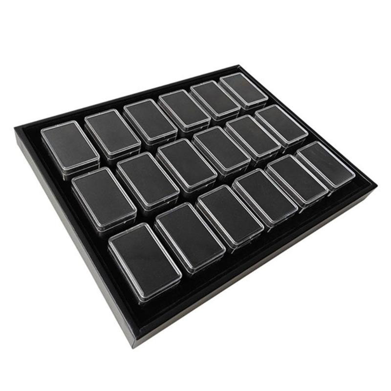 18 Edelsteinhalter-Etui für Schmuckausstellung und Aufbewahrung Quadratischer Edelstein-Organizer mit Schaumstoff für Sammlerstücke und Kristalle