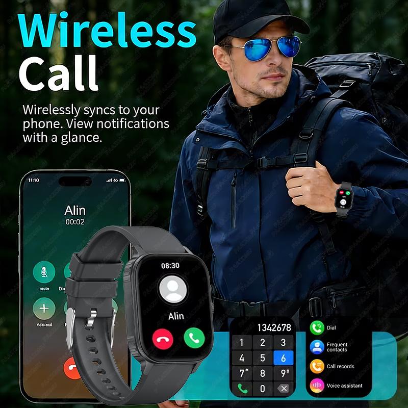 2.04-inch Ultra Smart Watch For Men Women 1000mAh High Capacity Battery Outdoor Sports Fitness Health Monitoring Smartwatch