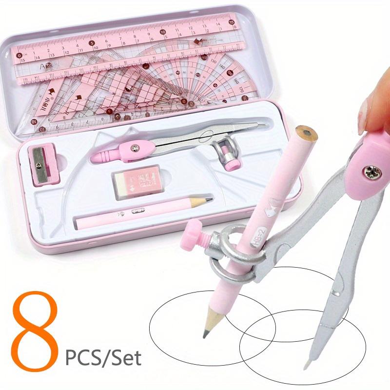 8pcs/Set Ruler Compass Pencil Set Geometry Maths Drawing Stationery Mathematical for Boys Girls Gift Office Stationery Supplies