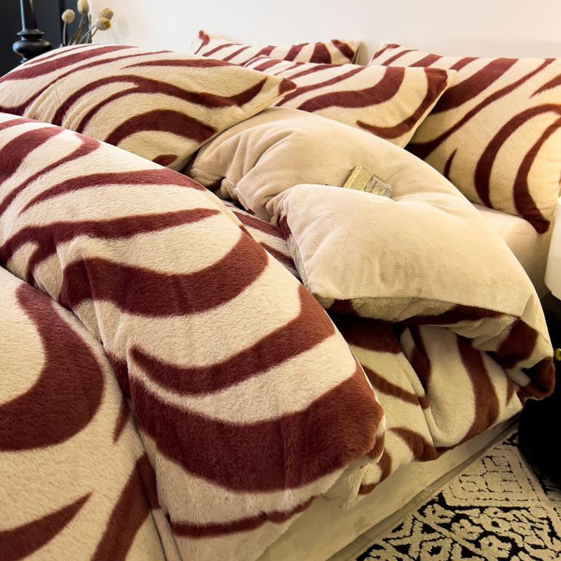 Thickened Rabbit Plush Quilt Cover Single Piece Thickened Milk Plush Quilt Cover Three-Piece Set Single Flannel Quilt Cover 3