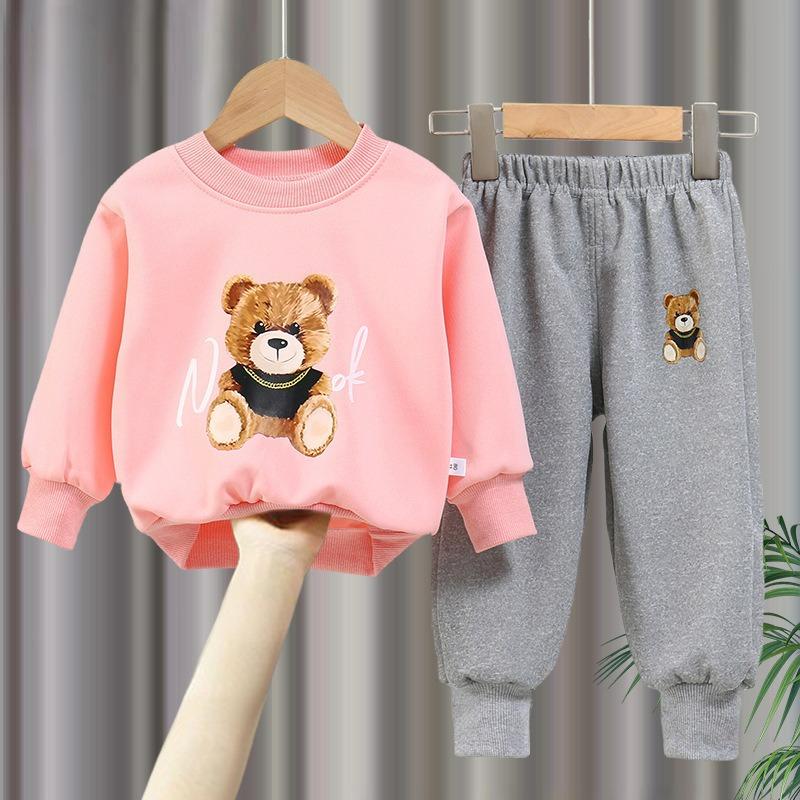 Spring Big Children's Sweater Two-piece Suit for Boys and Girls Spring and Autumn Long-sleeved Trousers Trendy Children's Suit