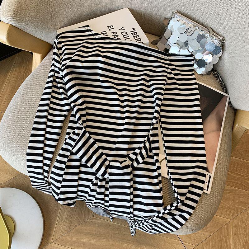 

Plus Size Women s Asymmetrical Tie-Waist Long Sleeve Top - Autumn Design 2XL [141-160 jin]