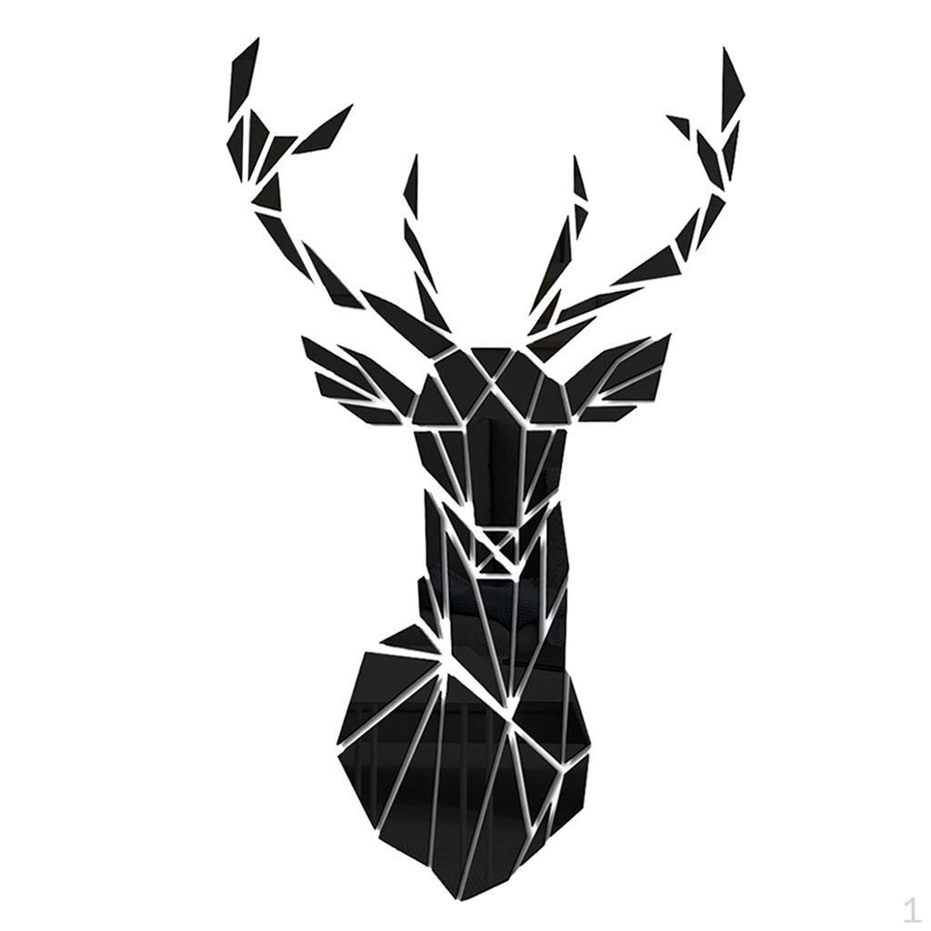Office 3D Mirror Deer Art Removable Wall Stickers Acrylic