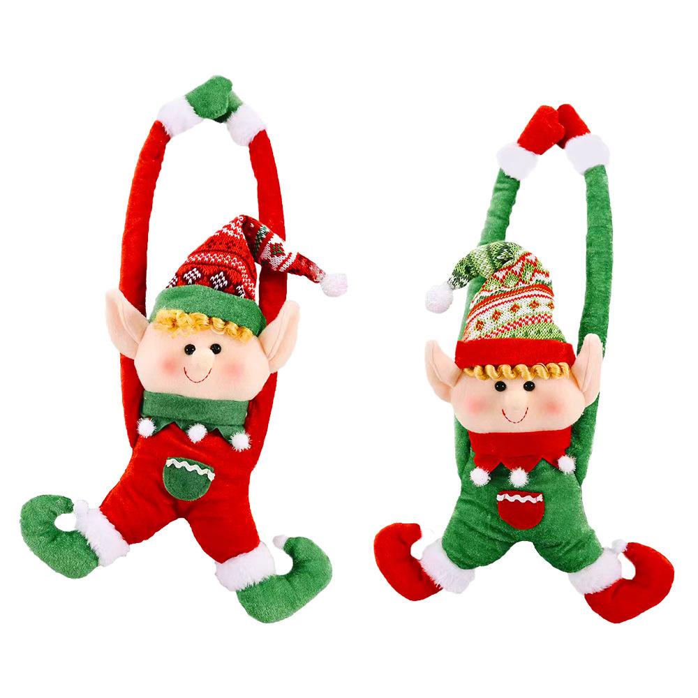 New fabric pointed hat elf doll door hanging curtains holding Christmas tree pendant decorations