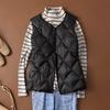 Women's V‑Neck Sleeveless Quilted Down Vest Loose Lightweight White Duck Down Inner Waistcoat Short Outer Gilet