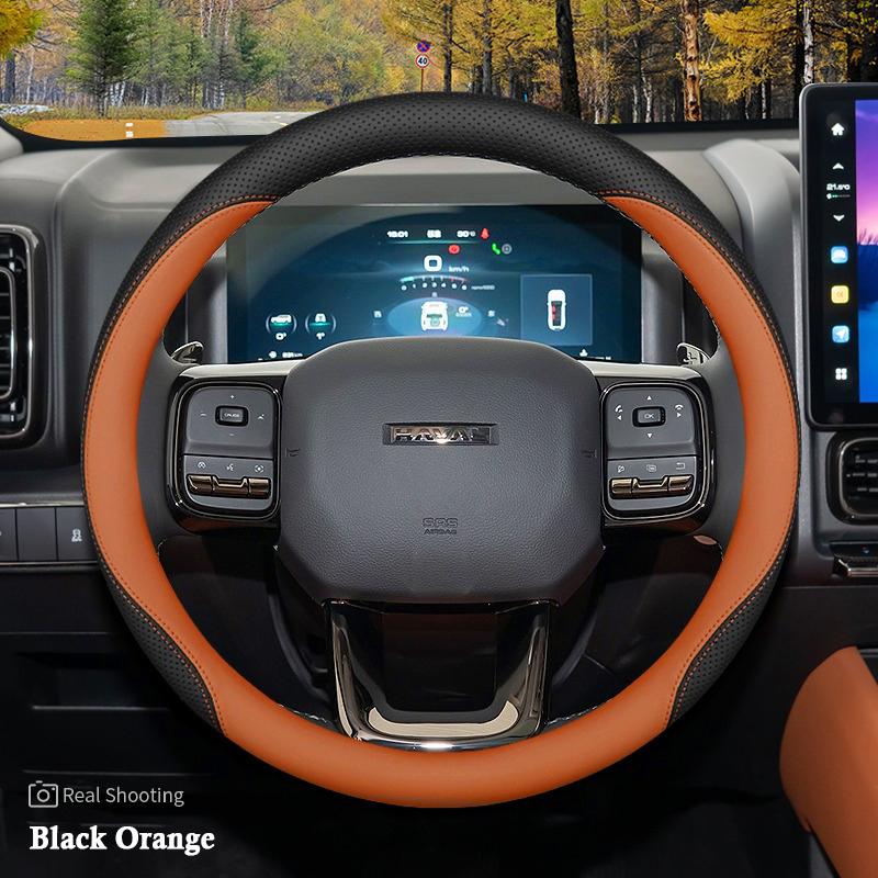 High Leather Braid on Car Steering Wheel Cover Wrap for Haval H9 2015 2016 2017 2018      2024 2025 Stylling